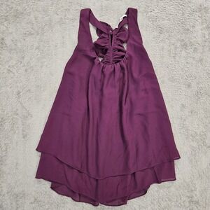 Naked Zebra Plum Purple Layered Ruffle Back Sleeveless Blouse